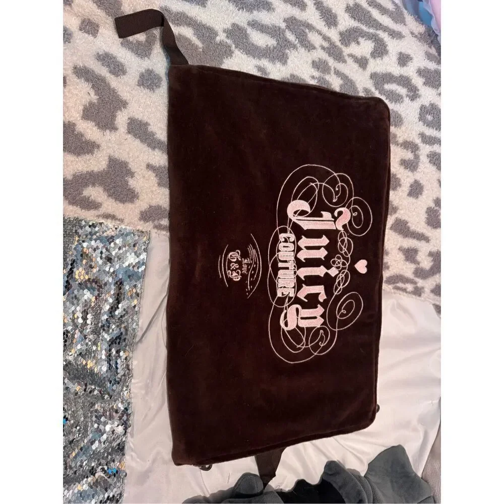 Vintage juicy slumber party black /brown & pink travel throw
